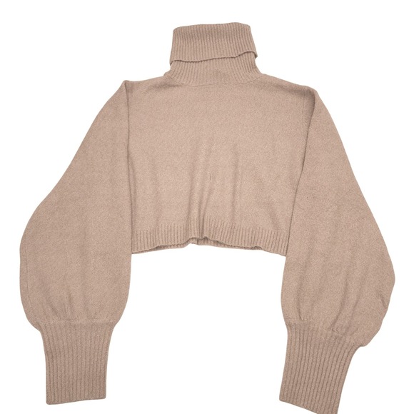 Princess Polly Sweaters - Princess Polly Zahara 90s Cropped‎ Turtleneck Sweater Beige Balloon Sleeve US 8
